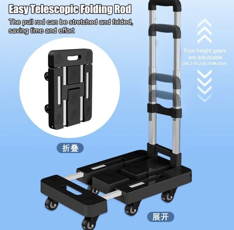 Large Capacity 6 Wheel Folding Handcart Portable Telescopic 300KG Luggage Cart Cart Heavy Duty Trolley Universal Use (Category: Travel Essentials & Accessories) located in Singapore. Submitted by smart_cart (Listing ID 1378202448, Image 3). Description: H10 💗💗 Welcome to Smart_Cart 💗💗 🚚 SG Local Seller – Ready Stock in Singapore 📦 Ships Within 12–24 Hours (Excludes Holidays) ✨✨✨ Specifications ✨✨✨ 🔹 Load Capacity: Up to 300kg 🔹 Wheel Mate