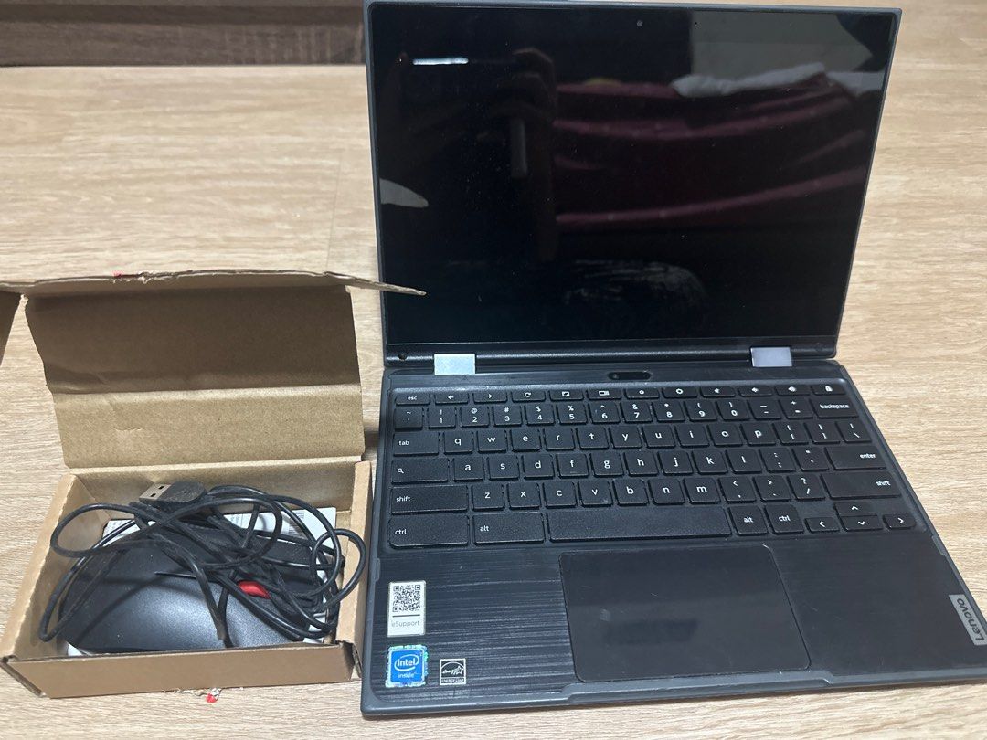 Lenovo Chromebook 2-in-1 Laptop WITH wire mouse For secondary school students (Category: Laptops & Notebooks) located in Singapore. Submitted by affordableclothings_d (Listing ID 1378271145, Image 2). Description: Lenovo Chromebook 2-in-1 laptop. Comes with original box and a mouse. The laptop is in good condition and ready for use. Perfect for students or anyone needing a portable and versatile device. Not for fussy buyers. Keyboard has to be fi