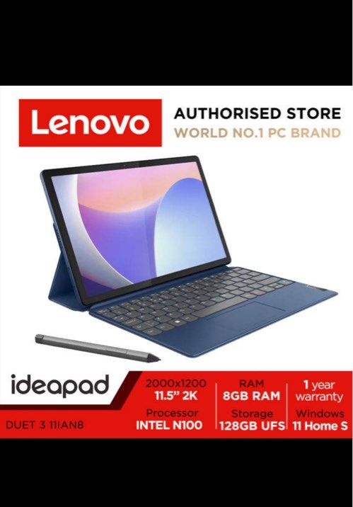 Lenovo Duet 3 (Category: Laptops & Notebooks) located in Singapore. Submitted by 4nzie (Listing ID 1376863377, Image 1). Description: Intel N100, 8GB, 128GB UFS, Integrated.