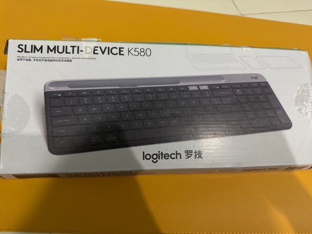 Logitech K580 Slim Multi-Device Keyboard (Category: Computer Keyboard) located in Singapore. Submitted by sgwarrior (Listing ID 1378303648, Image 2). Description: Brand new Logitech K580 Slim Multi-Device keyboard. Modern wireless keyboard for computers, phones, and tablets. Comes in original packaging. Perfect for anyone looking for a sleek and versatile keyboard. You can toggle between your phone and laptop. .