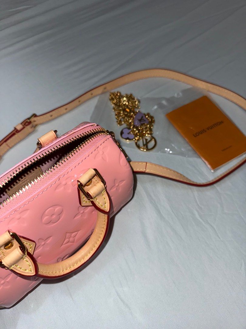 nano speedy mochi pink (Category: Luxury Bags & Wallets) located in Imus. Submitted by kookietae (Listing ID 1378288813, Image 3). Description: php 8000 (negotiable) • 9/10 condition • can fit less than the canvas nano speedy • very very cute, goes with a lot of outfits •with dustbag, care card & extra chain strap 💌 for more information about the bag mop: gcash/maya/bank transfer mod: ggc/lbc/lalamove(sdd) ‼️ can give 5 days reservation SURE BUY
