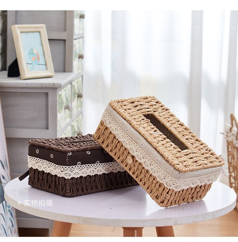Rattan Tissue Holder Storage Box Organizer (Category: Storage Boxes & Baskets) located in Manila. Submitted by classy.home (Listing ID 1378308898, Image 1). Description: Available Color: Brown, Darkbrown Materials: Rattan, Cloth Size: L:24 W:14 H*10 (cm).