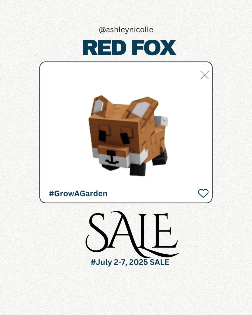 RED FOX | GROW A GARDEN | GAG |RF (Category: In-Game Products) located in San Fernando. Submitted by j1sooni3 (Listing ID 1377943747, Image 1). Description: ROBLOX: GROW A GARDEN - RED FOX READ THIS FIRST: MEET IN-GAME MESSAGE ME IF INTERESTED MODE OF PAYMENT: GCASH/PAYMAYA STRICTLY PAYMENT FIRST ONCE GIFTED, NO RETURN RANDOM KG, NO PILI.
