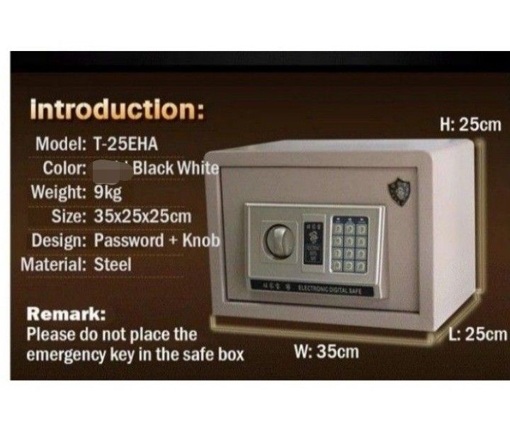 [Self collect Benoi Road or Free Deliver] NDP Promo left 2 - A4 Size Document Safe Security Box (Category: Safe) located in Singapore. Submitted by furnigenetics (Listing ID 1378154821, Image 2). Description: Brand New, Ready Stock, FreeDelivery: 3-5working days. Full payment before delivery **** T&Cs apply. Pls read General Terms and Policies as stated in Carousell Bio.