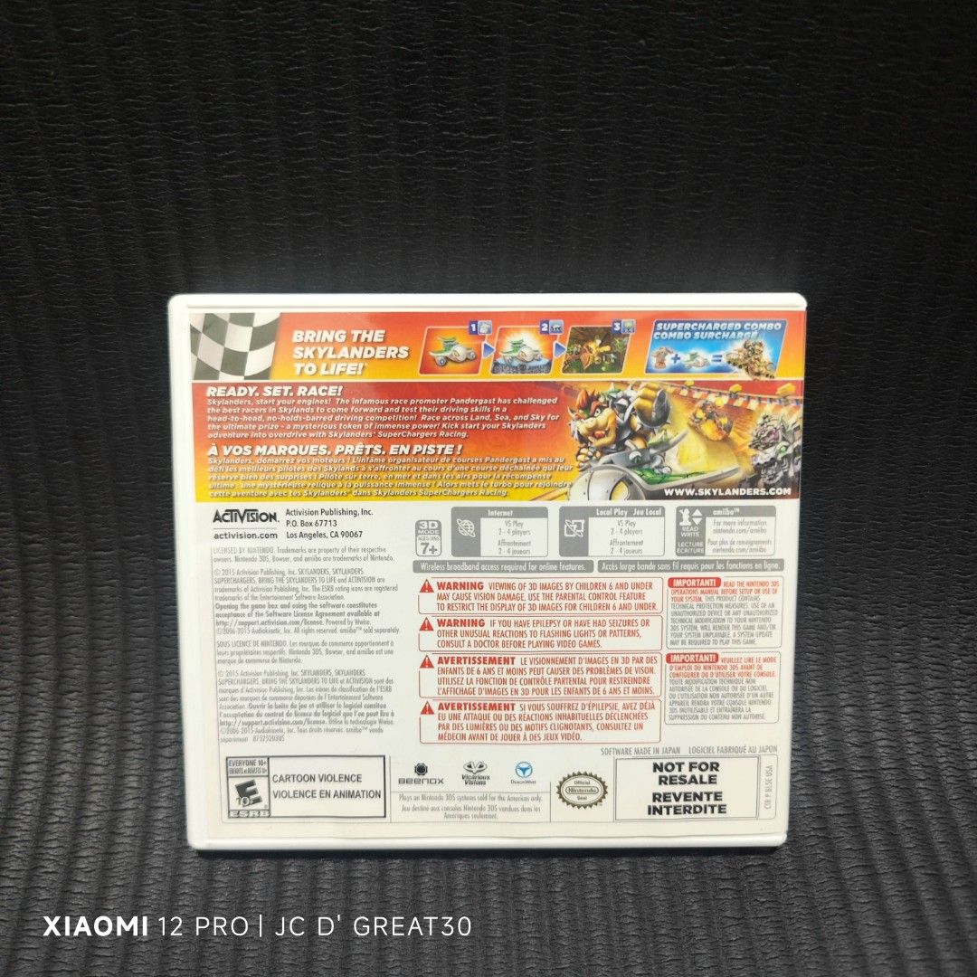 Skylanders Superchargers Racing 3DS Game (Rare) (Category: Nintendo) located in Quezon City. Submitted by shopme_gadget30 (Listing ID 1378287650, Image 2). Description: kindly read the details first for sale fixed price good Condition tested and working With case , game card and manual with indication of not for resale at the back of the cover art compatible to Nintendo 3ds usa region Shoopppppeee —,✅ can check out pm for the linnnkkk (If shooppp