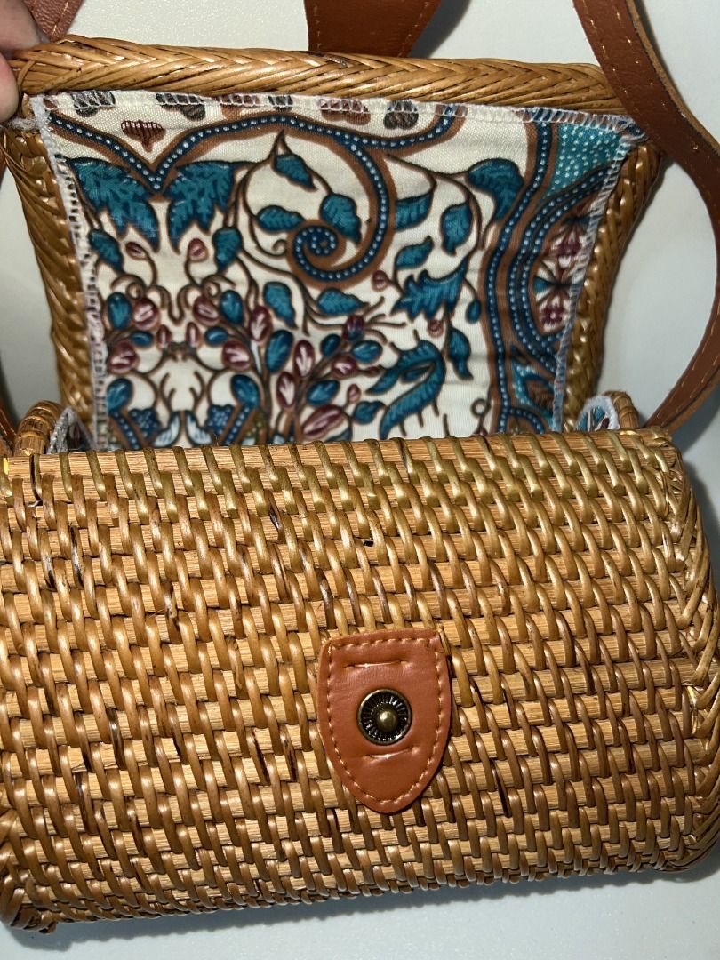 Small Wallet Rattan Bag from Bali (Category: Cross-body Bags) located in Quezon City. Submitted by rinea (Listing ID 1378195866, Image 2). Description: - selling a small wallet rattan bag purchased in Bali - unique design, crossbody type - never used outside, only tried to put things in - powerbank placed for size reference only - can fit a 119 x 72 x 31.8 mm powerbank and other essentials; can't fit an iphone 13 - send a msg if interested! thank