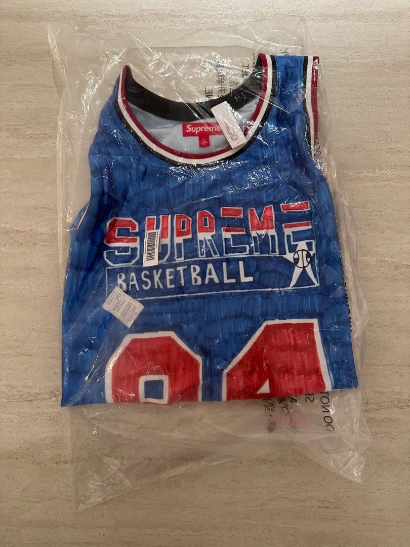 Supreme Marker Basketball Jersey - Blue - Size L, Men's Fashion