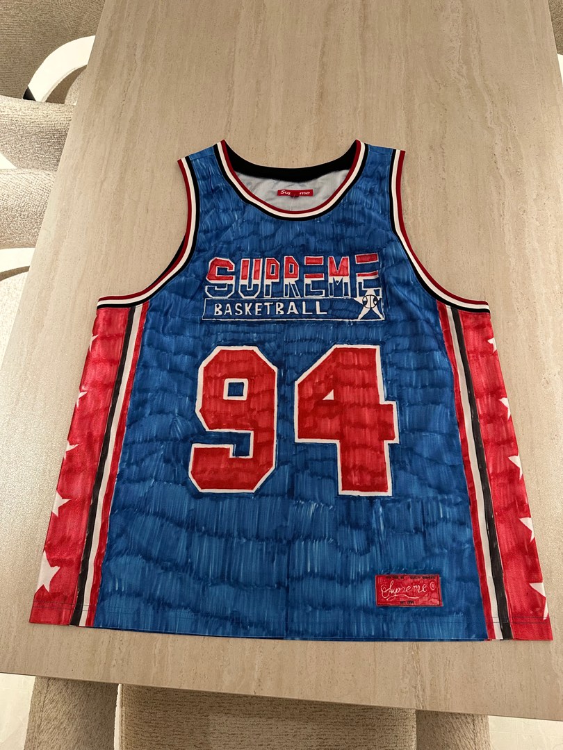 Supreme Marker Basketball Jersey - Blue - Size L, Men's Fashion