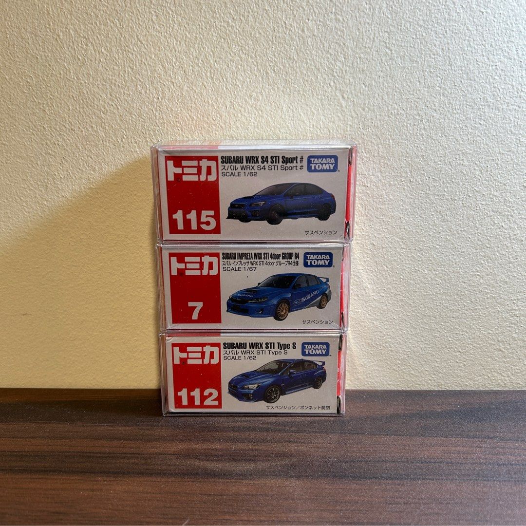 Tomica Subaru WRX STI Set (Category: Vehicle & Diecast Models) located in Paranaque City. Submitted by lnce.e (Listing ID 1378162812, Image 1). Description: ₱800 set ₱300 each All mint except no. 7 No. 7 - nearmint Parañaque Loc.