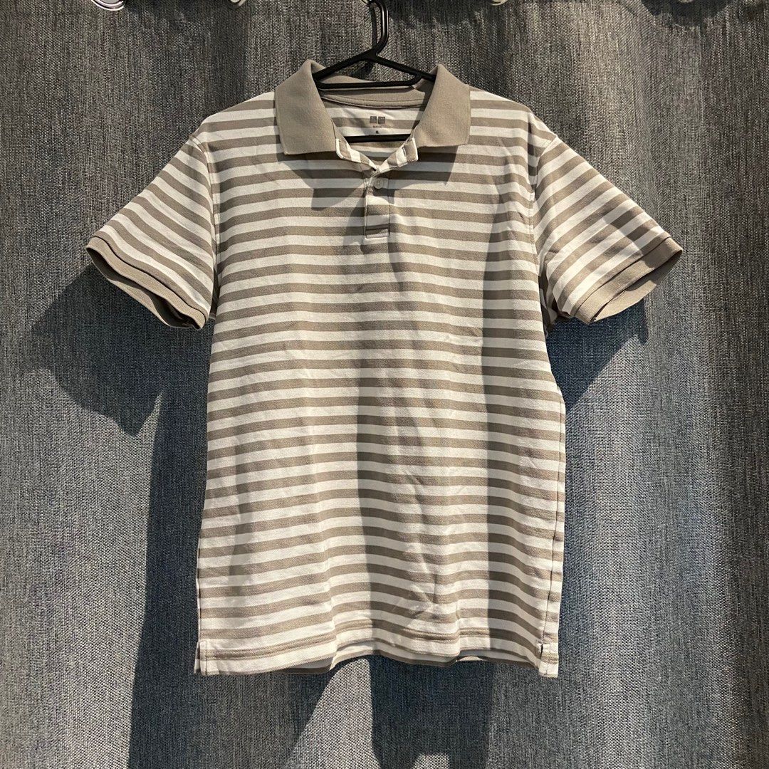 Uniqlo slim fit grey stripe polo (Category: Tshirts & Polo Shirts ) located in Dasmarinas. Submitted by lanyc_ (Listing ID 1378278921, Image 2). Description: Uniqlo slim fit grey stripe poli Measurement: - size XL - 20.5 width - 25.5 length .