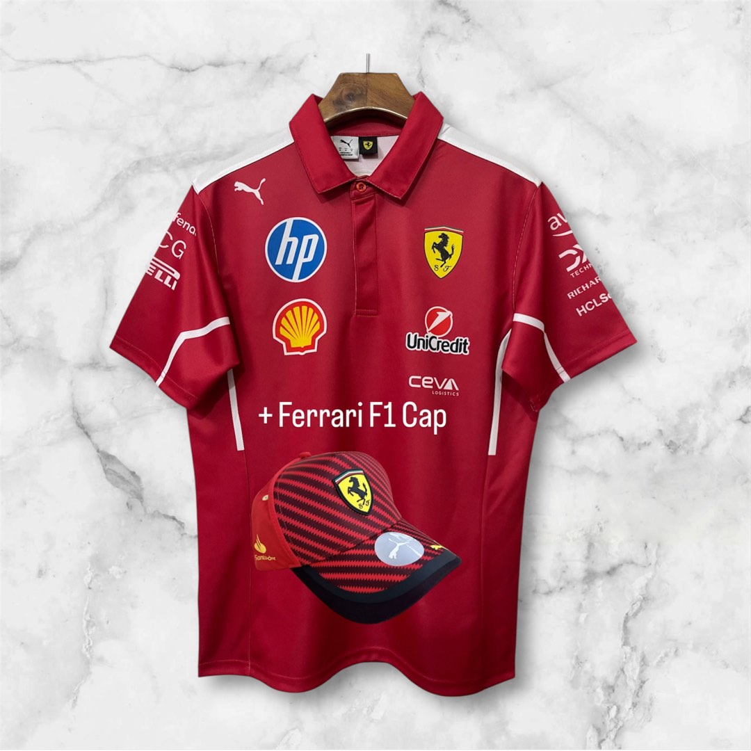 2025 Ferrari F1 / Formula One Polo Tee + Ferrari F1 Cap, Men's Fashion ...