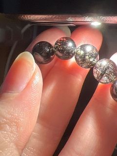"Clearance" Black Obsidian + Meteorite Bracelet Handmade (7-8mm) (One Image, One Item)64203804548483110