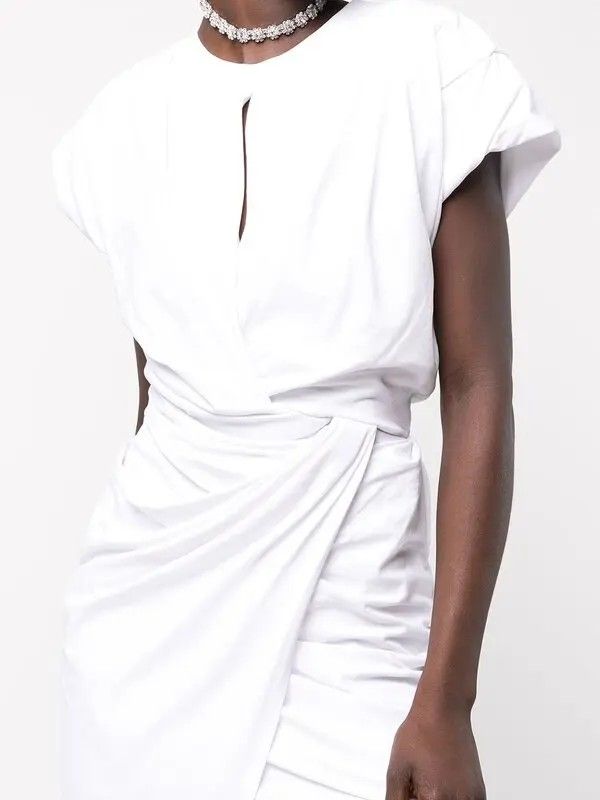 Alexander Wang Assymetrical Draped Dress (Category: Dresses) located in Cotabato. Submitted by junyamafia (Listing ID 1381730625, Image 1). Description: White cotton asymmetric shirt dress from ALEXANDER WANG featuring asymmetric hem, gathered detailing, twist detailing, round neck, keyhole neck and cap sleeves. Size 0 or XS Issue: slight yellowing on the right shoulder but super tolerable hence selling low • Colour: White • High twist cotton jer