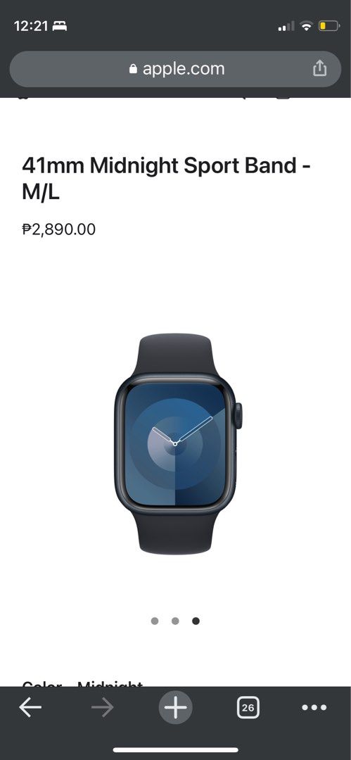 BRAND NEW ORIGINAL Apple Watch strap (Category: Women's Watches) located in Mandaluyong City. Submitted by itisntso (Listing ID 1381851892, Image 1). Description: Apple Watch strap Medium size Midnight color BRAND NEW UNOPENED RFS: size is too big.