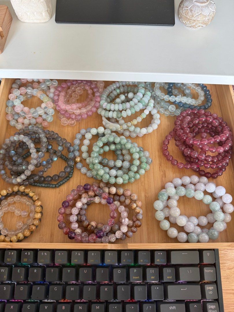 Assorted crystal bracelets (Category: Accessories) located in Kampar. Submitted by azulitte (Listing ID 1381725913, Image 2). Description: I have many more. Clearing my crystal pile due to moving houses! Each piece carefully selected and are adored and taken care of.