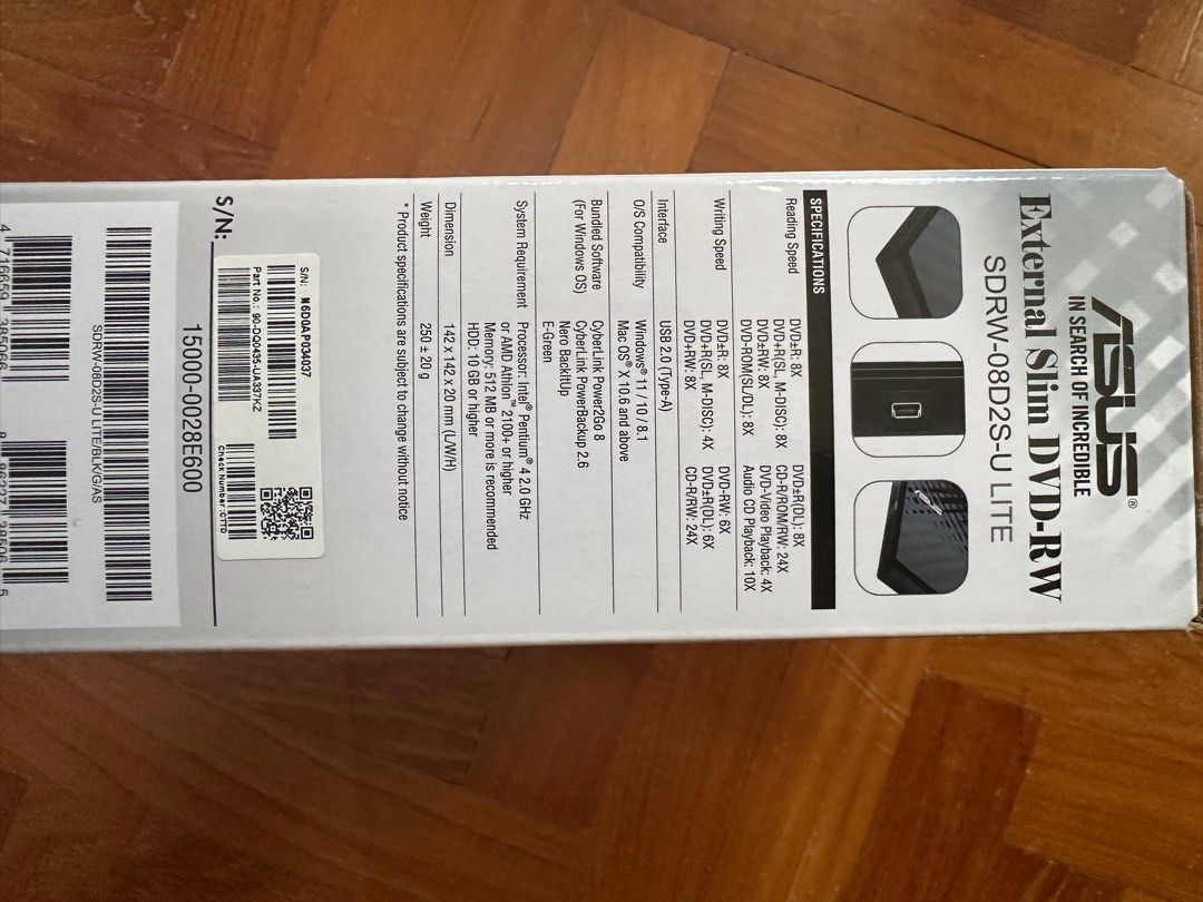 ASUS External Slim DVD-RW SDRW-08D2S-U LITE632222876732191125