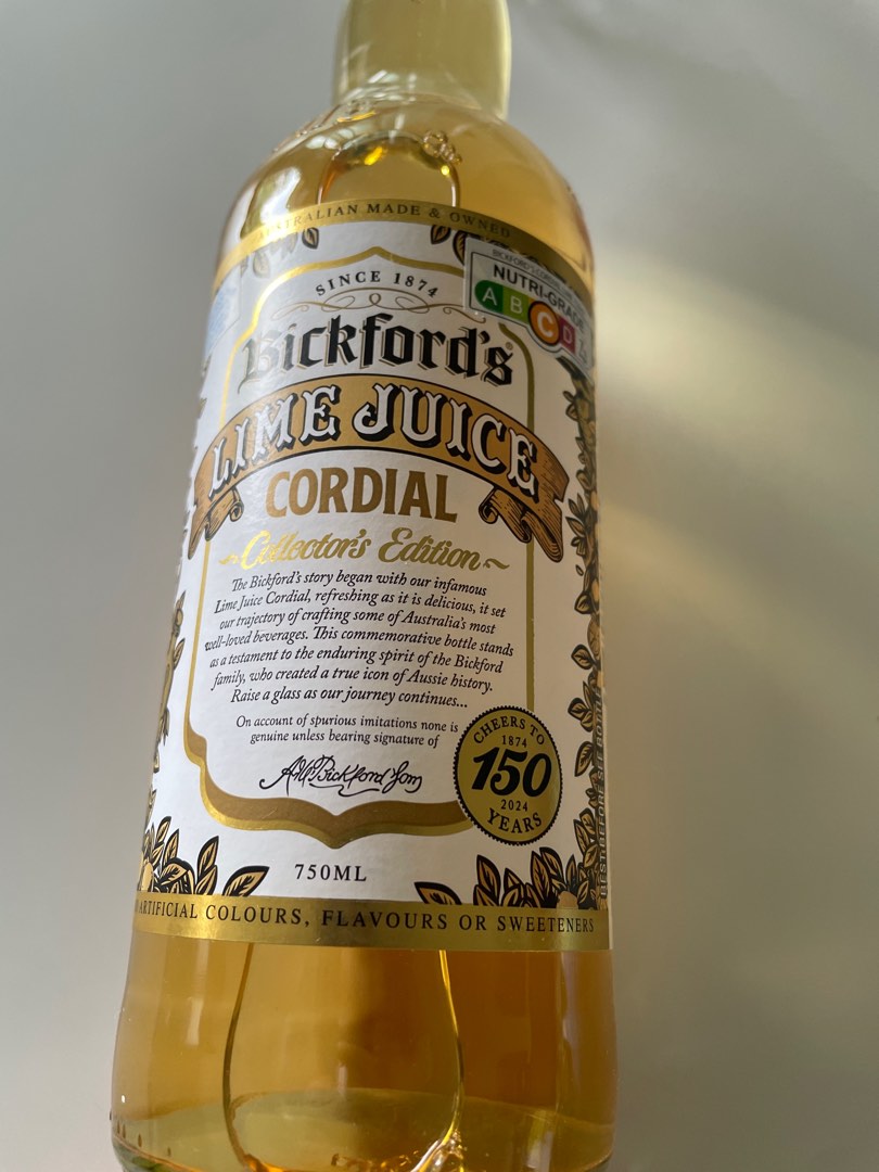 Bickford's Lime Juice Cordial Collector's Edition 750ml, Food