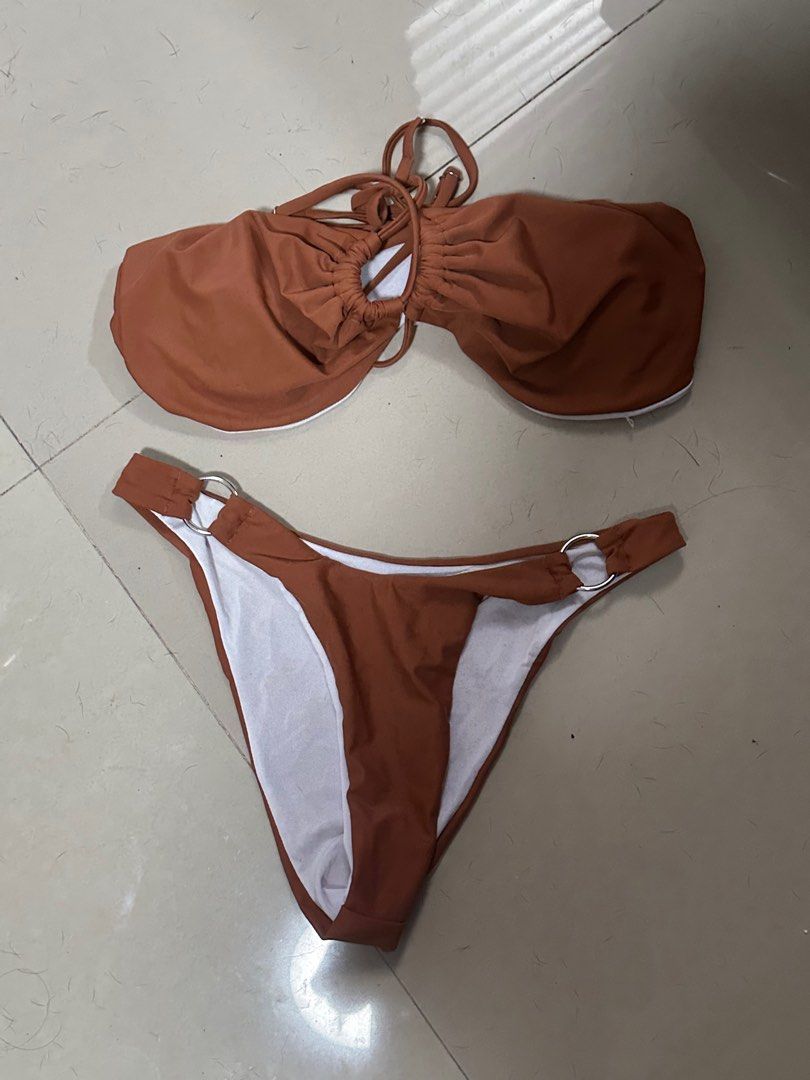 Brown Two-Piece Swimsuit PADDED (Category: Bikinis & Swimsuits) located in Pasig City. Submitted by declutterisreal (Listing ID 1381772245, Image 1). Description: BRAND NEW!!! BUY NYO NA.