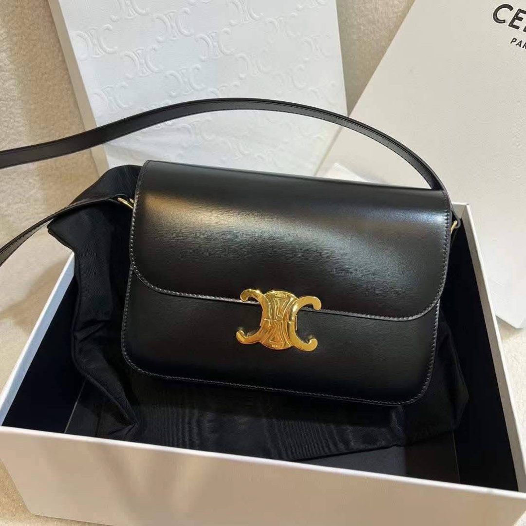 Celine Triomphe Bag Calfskin in Classique 22cm (Category: Luxury Bags & Wallets) located in Las Pinas. Submitted by cheapsomething (Listing ID 1381693797, Image 1). Description: FOR PRE-ORDER 💝 (sale price - limited time only) Free shipping nationwide (via LBC) Worldwide shipping 🌏 (sf c/o customer) PRODUCT DETAILS: Dimensions: CLASSIQUE 9 x 6 x 3 inches (22 x 16.5cm x 7cm) Adjustable Strap Drop: 17 to 20 inches Material: Calfskin Lambskin lini