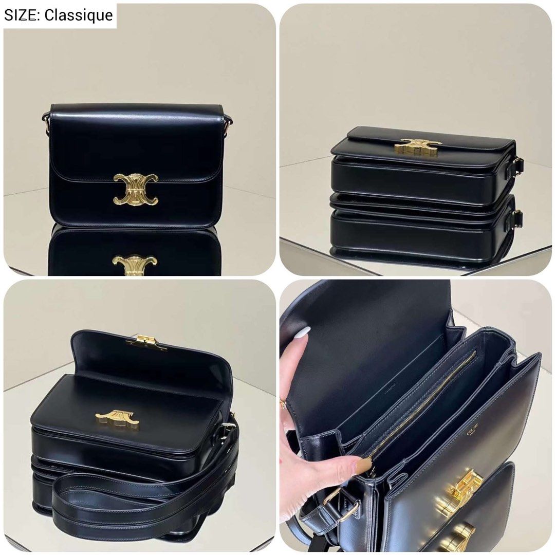 Celine Triomphe Bag Calfskin in Classique 22cm (Category: Luxury Bags & Wallets) located in Las Pinas. Submitted by cheapsomething (Listing ID 1381693797, Image 2). Description: FOR PRE-ORDER 💝 (sale price - limited time only) Free shipping nationwide (via LBC) Worldwide shipping 🌏 (sf c/o customer) PRODUCT DETAILS: Dimensions: CLASSIQUE 9 x 6 x 3 inches (22 x 16.5cm x 7cm) Adjustable Strap Drop: 17 to 20 inches Material: Calfskin Lambskin lini