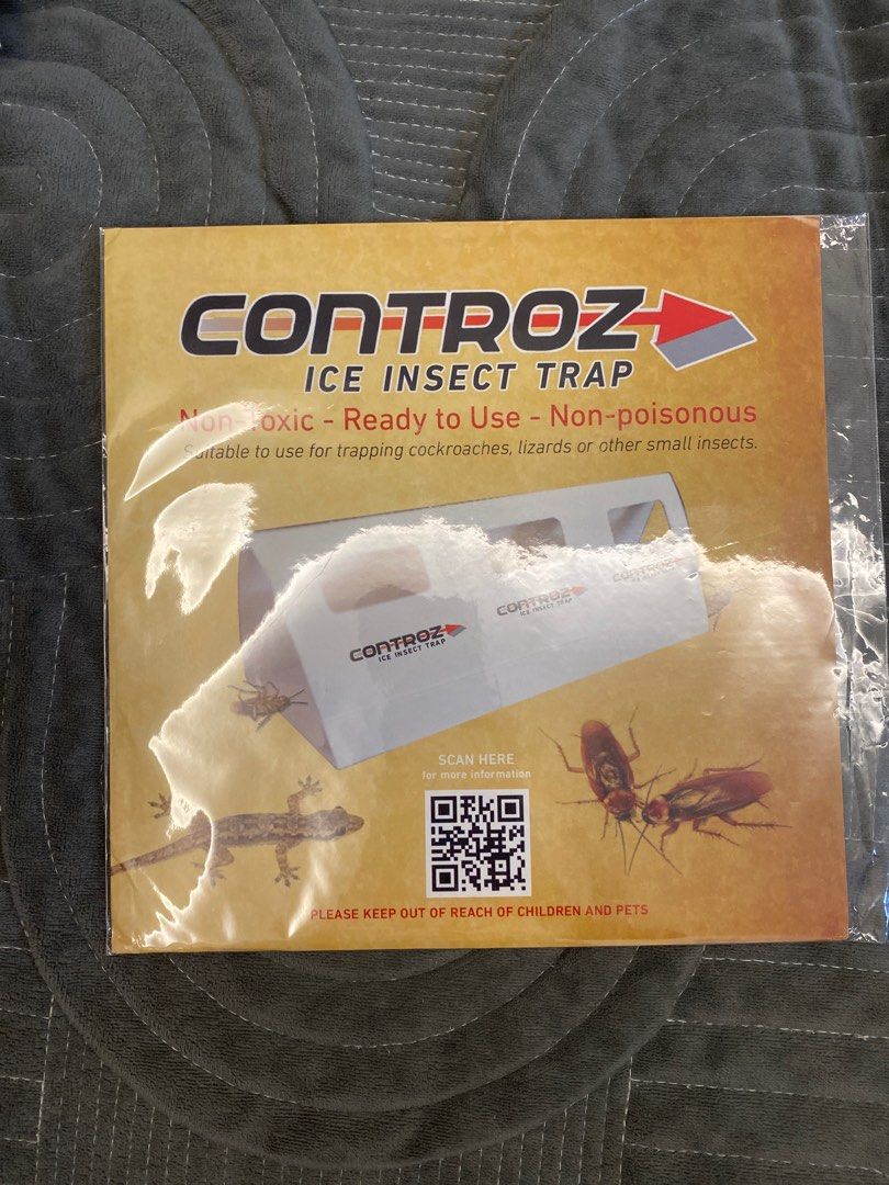 Lizard trap (Category: Pest Control Supplies) located in Singapore. Submitted by samjolauja (Listing ID 1381808643, Image 1). Description: Brand new Controz Ice Insect Trap. Non-toxic and ready to use. Suitable for trapping cockroaches, lizards, and other small insects. Includes instructions for use and precautions. Keep out of reach of children and pets. Store in a cool, dry place..