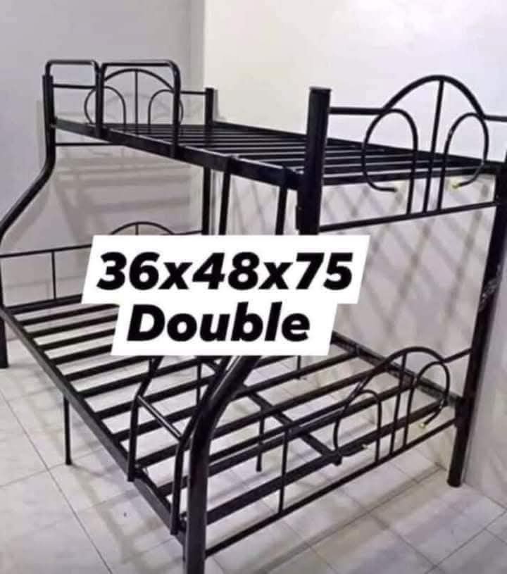 Double deck bed frame (Category: Bed Frames & Mattresses) located in Manila. Submitted by minidivisoria (Listing ID 1381838879, Image 2). Description: DOUBLE DECK BED FRAME Sizes: 30x30 36x36 36x48 36x54 36x60r.