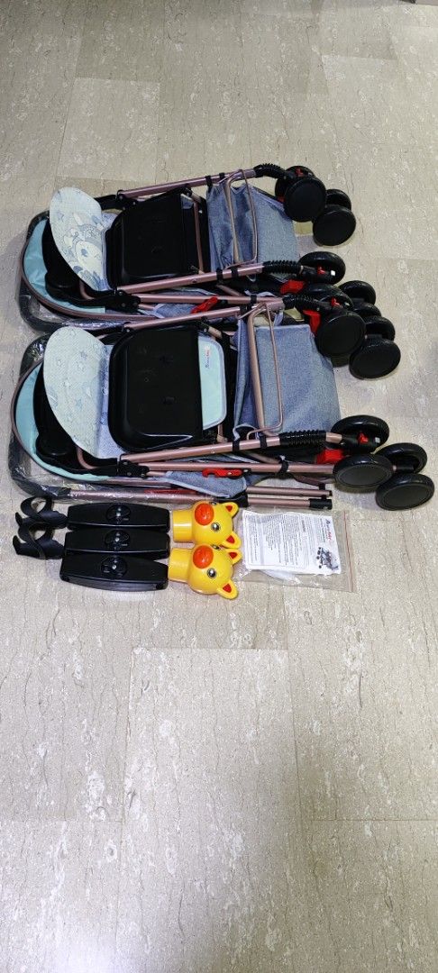 Double Stroller (Category: Strollers) located in Singapore. Submitted by freetree_e172d0858 (Listing ID 1381850404, Image 2). Description: - Brand new double stroller - Lightweight frame - Features sun visors - Comes with accessories - Perfect for twins or two young children - Easy to fold and store - Ready for immediate use - Free delivery.