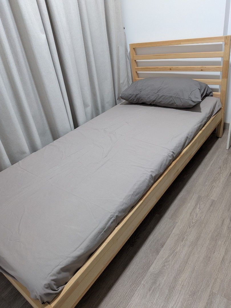 IKEA Single Bed Frame with Headboard and single mattress