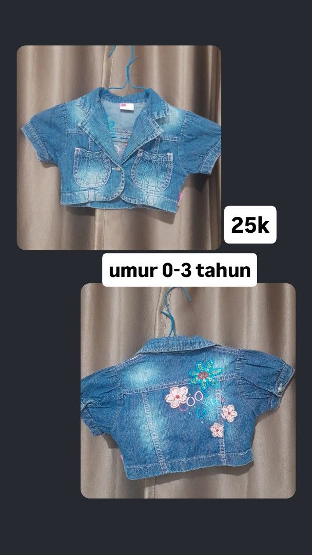 Jaket Bahan Jeans (Kategori: 1 hingga 3 tahun) berada di Jakarta Timur. Dikirim oleh keipreloveed (ID iklan 1381853240, Gambar 1). Deskripsi: bisa negok.