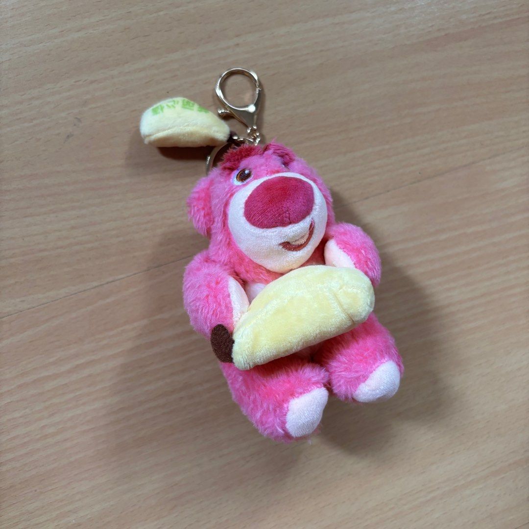 Lotso with Scented Banana Keychain (Category: Plushies & Soft Toys) located in Quezon City. Submitted by ddeonz (Listing ID 1381742549, Image 2). Description: - Actual photo posted, can send more pics if requested. - Bought from Hamley’s BGC - Fixed price posted.