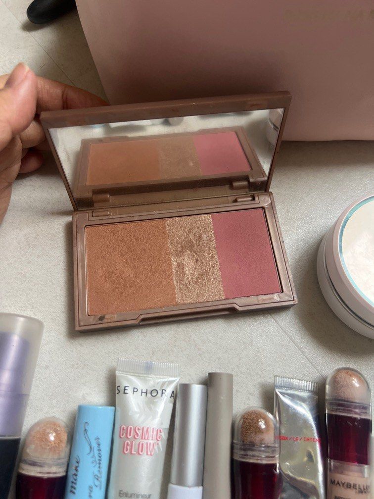 Makeup clearance (Category: Makeup) located in Singapore. Submitted by stylishelegance (Listing ID 1381783401, Image 2). Description: I’m selling everything in the photo. Concealers are new - bought last year. Primers, powders are over 3 years but very light use. (Urban decay, smashbox) Kat Von D has not been opened. jce super thin mascara has not been opened, bought in 2023D Eyelash glue and Sephora cosmic glow, as well as heroine make up remove