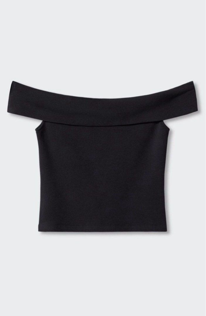 MANGO Sleeveless / Off-shoulder Top in Black (Category: Sleeveless) located in Mandaluyong City. Submitted by _cst14 (Listing ID 1381775690, Image 1). Description: •bought impulsively • worn once (1x) then washed & stored • rfs: decluttering.
