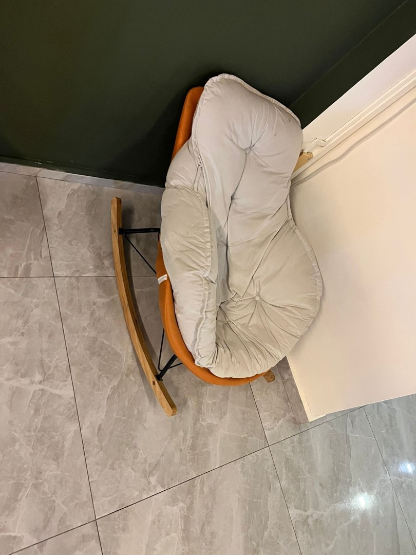 Orange and Beige Rocking Chair, Furniture & Home Living, Furniture ...