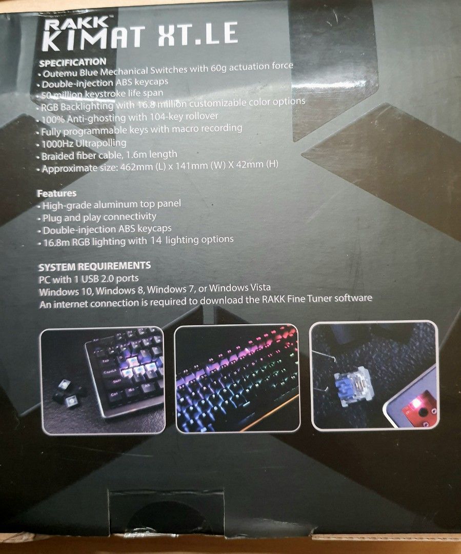 Mechanical Gaming Keyboard Rakk Kimat xt.le (Category: Computer Keyboard) located in Quezon City. Submitted by yooonisss (Listing ID 1381786797, Image 3). Description: + Blue Mechanical Switches + RFS: decluttering.