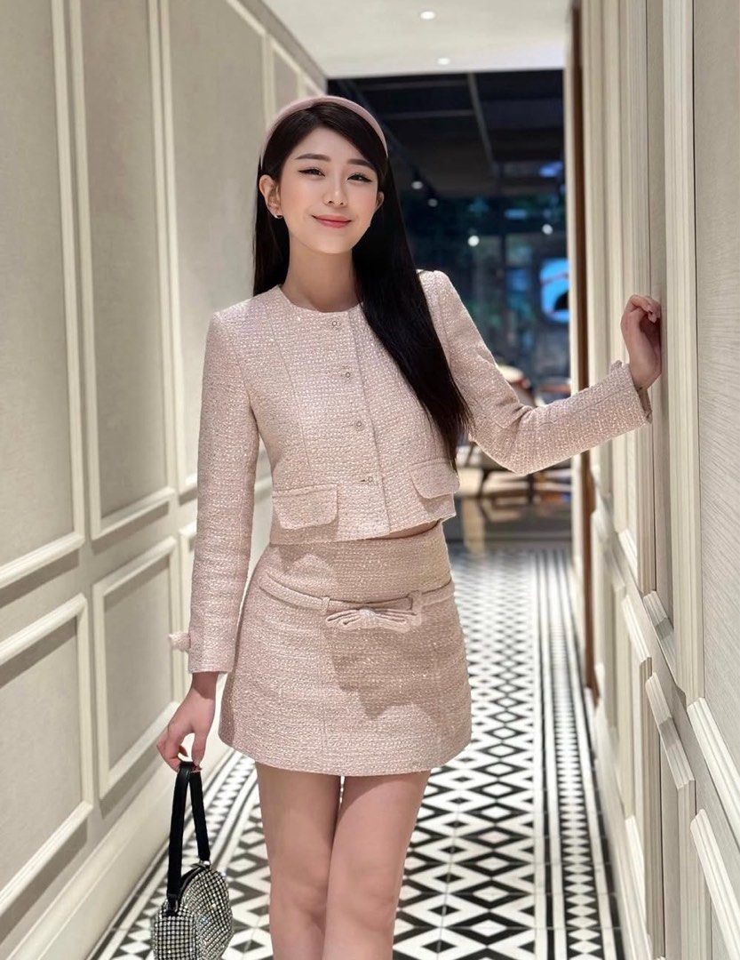 Rent: Pink Tweed Coordinates (Category: Sets or Coordinates) located in Taguig. Submitted by valentinecartz (Listing ID 1381821095, Image 3). Description: ✨ Vietnam-Bought Pink Sparkling Tweed Co-ord Set for Rent ✨ • Color: Soft Pink 💗 • Size: Small- blazer, Small- Medium - Skirt • Stylish tweed blazer + skirt combo • Rental Rate: ₱1,000 for 3 days ( 1.Pick up, 2. Day of wear, 3. Return) • Security Deposit: ₱500 (refundable upon return in good c