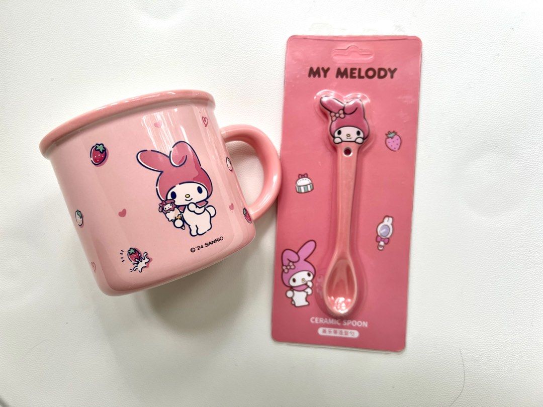 Bundle Sanrio My Melody mug and teaspoon (Category: Coffee & Tea Tableware) located in Manila. Submitted by khaeeeeee (Listing ID 1381724047, Image 1). Description: .