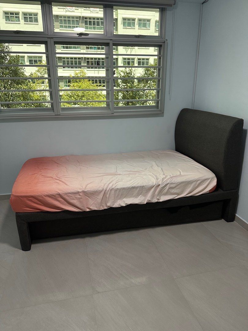 Single Bed Frame with Pull-Out Bed