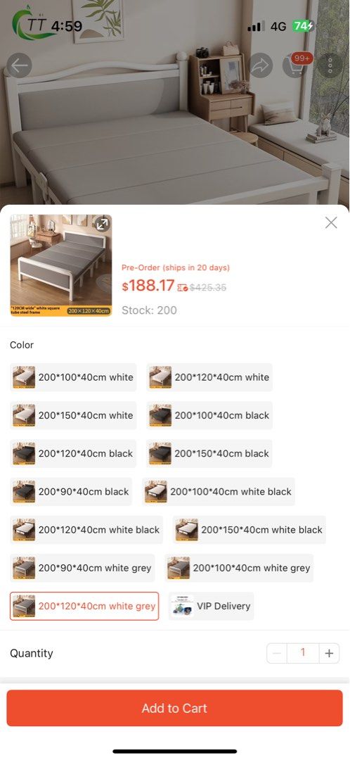 Super Single Bed Frame Foldable No mattress65074644541057119