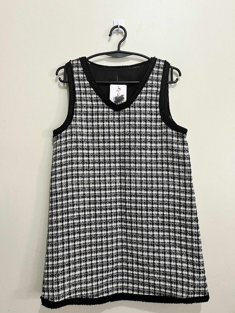 Tweed Dress (Category: Dresses) located in Quezon City. Submitted by jarsonjae (Listing ID 1381669162, Image 2). Description: High quality tweed dress Size L-XL B: 34, W: 38, L: 31 *inner not included.
