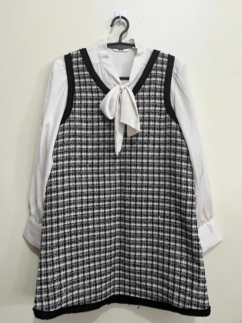 Tweed Dress (Category: Dresses) located in Quezon City. Submitted by jarsonjae (Listing ID 1381669162, Image 1). Description: High quality tweed dress Size L-XL B: 34, W: 38, L: 31 *inner not included.