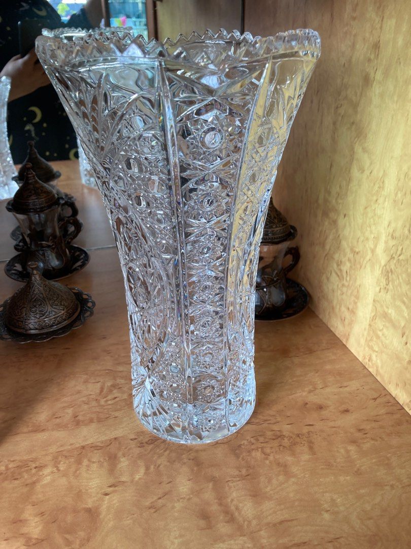 Vintage Crystal Cut Glass Vase