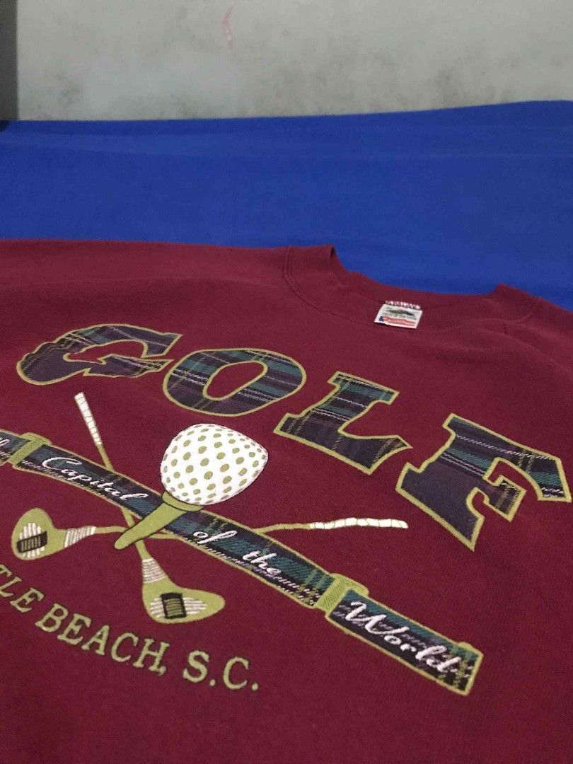 Vintage Sweat Shirt Crew neck (Category: Hoodies) located in Maasin. Submitted by crazystuff1997 (Listing ID 1381801838, Image 3). Description: 850 plus shipping fee VINTAGE MYRTLE BEACH FRUIT OF THE LOOM NECK TAG 🔥 XL ON TAG 23 X 27.5 EXCELLENT CONDITION 10 COLORATE ISSUE ❌.