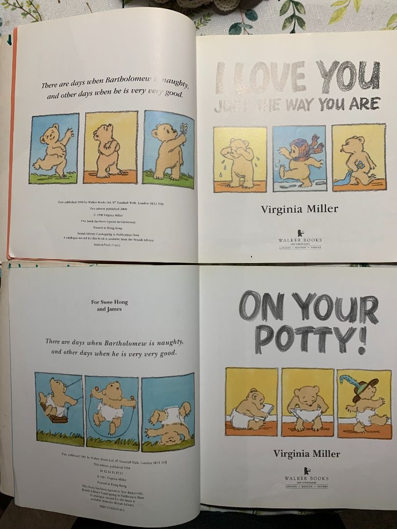 Virginia Miller books (2 books) (Category: Storybooks) located in Quezon City. Submitted by emflabby (Listing ID 1381794074, Image 3). Description: Php60 for both books. Last price is posted. I Love You Just the Way You Are and On Your Potty!, all in good condition. RFS: Child has outgrown them..