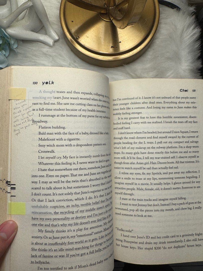 Yolk by Mary H.K. Choi (Category: Storybooks) located in Cagayan de Oro. Submitted by librakassy (Listing ID 1381767047, Image 3). Description: Yolk by Mary H.K. Choi 📖 Authentic copy ✨ Comes with a plastic cover for protection 📌 With tabs and annotations (can be removed upon request) 📚 Note: Has foxing and tanning due to age 💳 Modes of Payment: GCash or GoTyme 📦 Shipping to be shouldered by the buyer Feel free to message me for more details