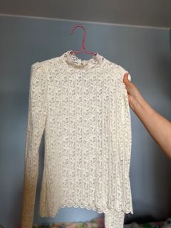 韓國製米色蕾絲上衣64228975064067110