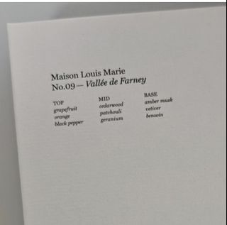 全新現貨 Maison Louis Marie ✅️ No.09 Vallée De Farney Eau De Parfum 9 號模里西斯淡香精香水 50ml perfume. this scent is a woody, mineral fragrance this scent is a woody, mineral fragrance.64246020059521110