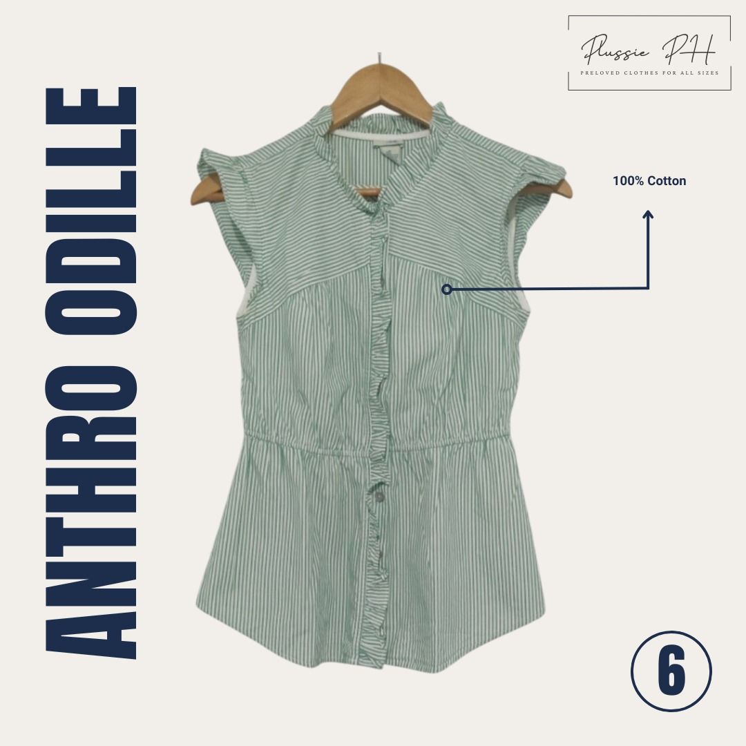 Anthro Odille Sleeveless Blouse (Category: Sleeveless) located in Quezon City. Submitted by mjar_ (Listing ID 1381897282, Image 1). Description: Anthro Odille Sleeveless Blouse Size: 6 Made in USA Material: 100% Cotton Dry Clean ₱600.