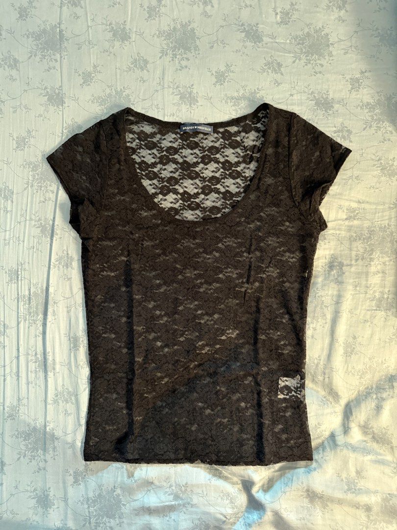 Brandy Melville black lace top 女裝 上衣 其他上衣 Carousell
