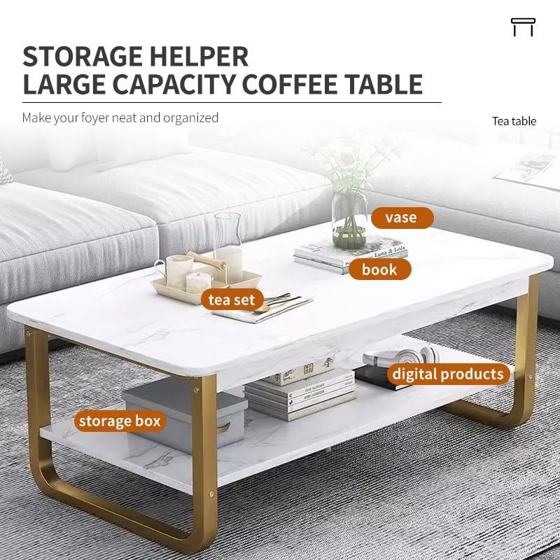 Coffee Table 2 layers Sofa Table Veneer Table Simple Modern Tea Table For Living Room (Category: Tables & Sets) located in Manila. Submitted by hugobearstore (Listing ID 1381898203, Image 2). Description: ⭕Specification: ✅Product name: Tea table ✅Dimensions:100 x 60 x 41CM， 120 x 60 x 41CM ✅Color:White/Black ✅Applicable occasions:living room ✅Weight: 1.8kg ✅Function: muti-function ✅Material: metal &Wood ✅Style: modern and simple ⭕Features: ✅Thick