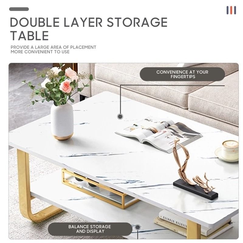Coffee Table 2 layers Sofa Table Veneer Table Simple Modern Tea Table For Living Room (Category: Tables & Sets) located in Manila. Submitted by hugobearstore (Listing ID 1381898203, Image 3). Description: ⭕Specification: ✅Product name: Tea table ✅Dimensions:100 x 60 x 41CM， 120 x 60 x 41CM ✅Color:White/Black ✅Applicable occasions:living room ✅Weight: 1.8kg ✅Function: muti-function ✅Material: metal &Wood ✅Style: modern and simple ⭕Features: ✅Thick